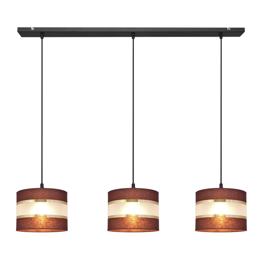 Lámpara colgante HELEN 3xE27/15W/230V marrón/negro/dorado