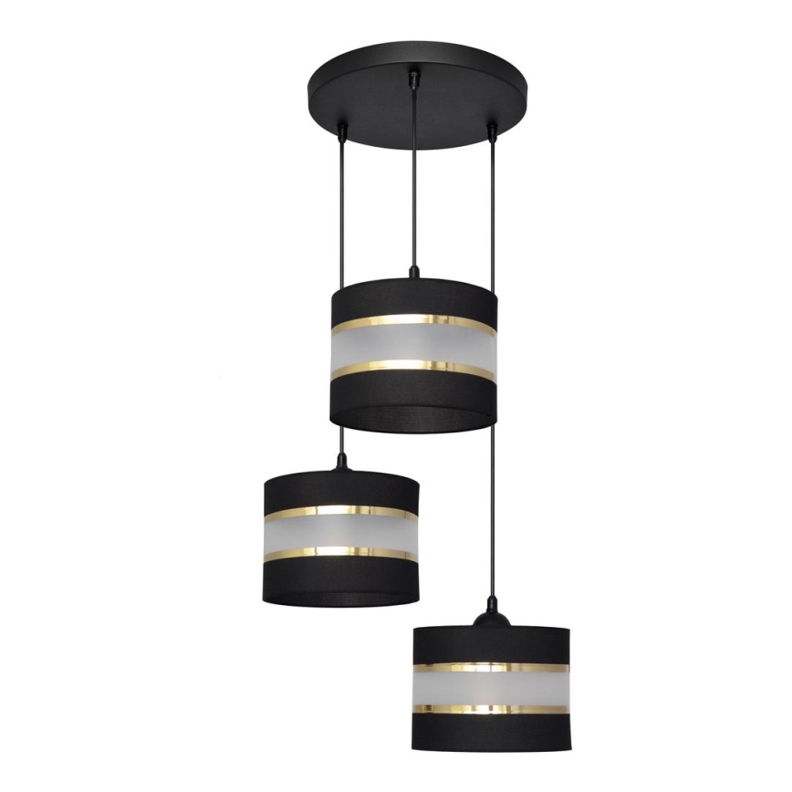 Lámpara colgante HELEN 3xE27/15W/230V negro/dorado
