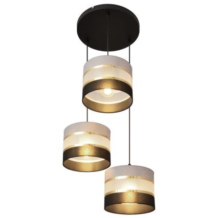 Lámpara colgante HELEN 3xE27/15W/230V negro/gris/dorado