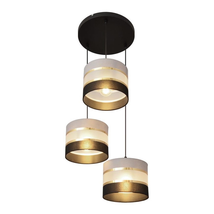 Lámpara colgante HELEN 3xE27/15W/230V negro/gris/dorado