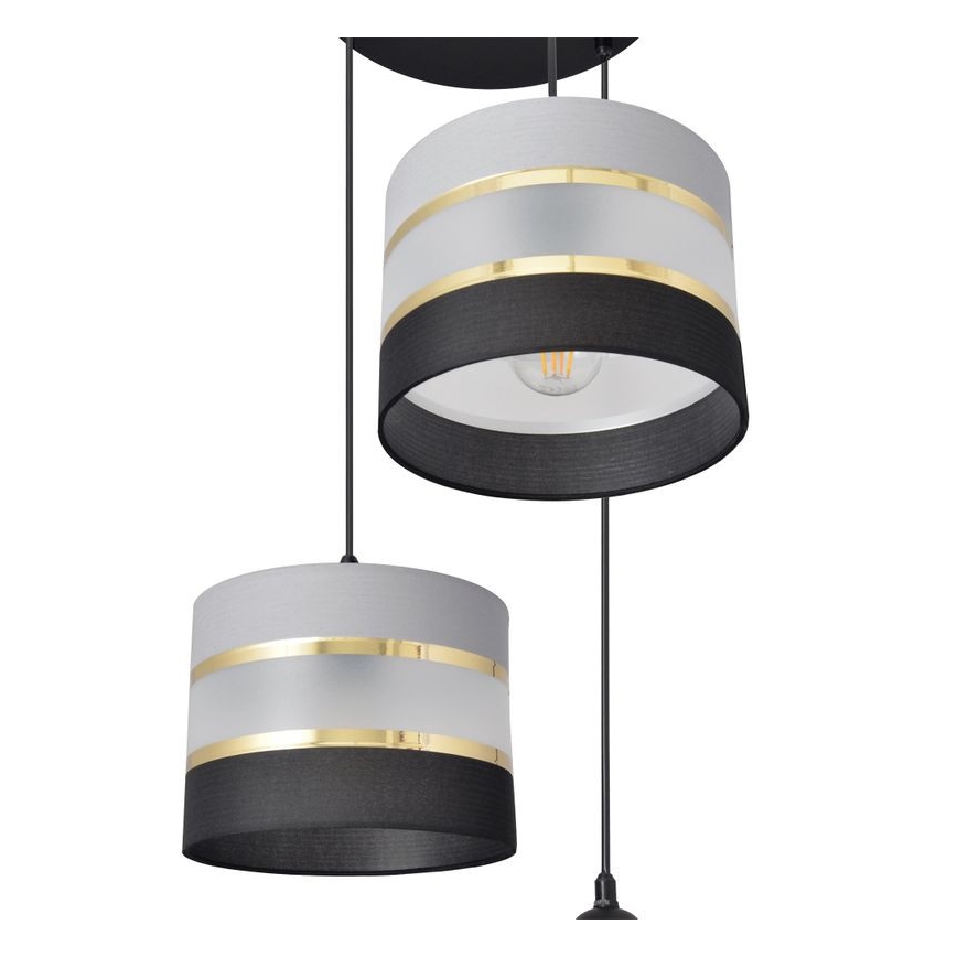 Lámpara colgante HELEN 3xE27/15W/230V negro/gris/dorado