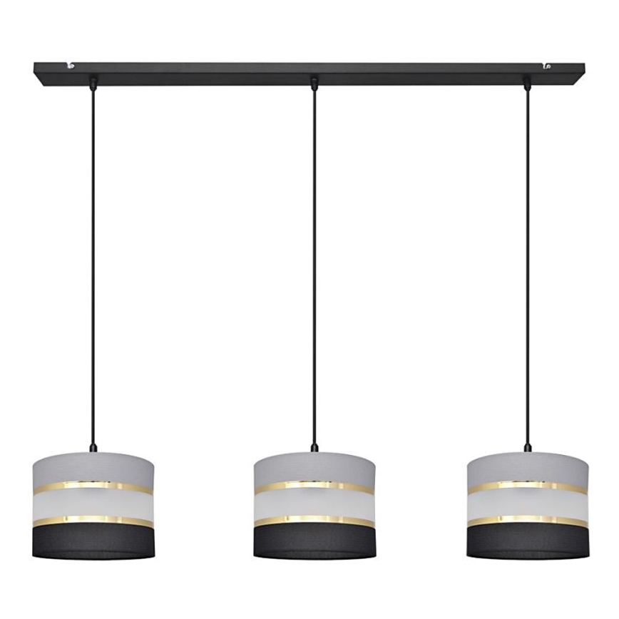 Lámpara colgante HELEN 3xE27/15W/230V negro/gris/dorado