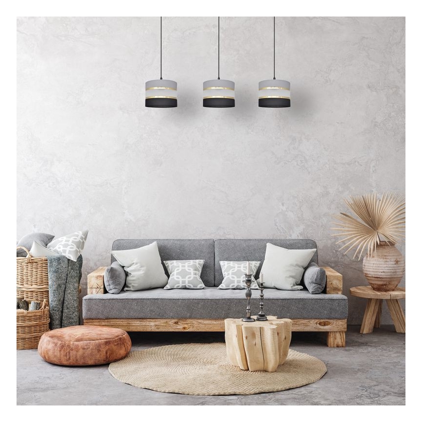 Lámpara colgante HELEN 3xE27/15W/230V negro/gris/dorado
