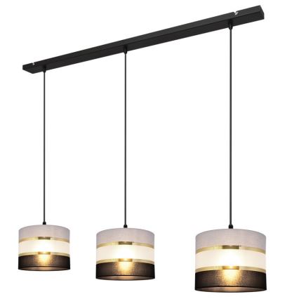 Lámpara colgante HELEN 3xE27/15W/230V negro/gris/dorado