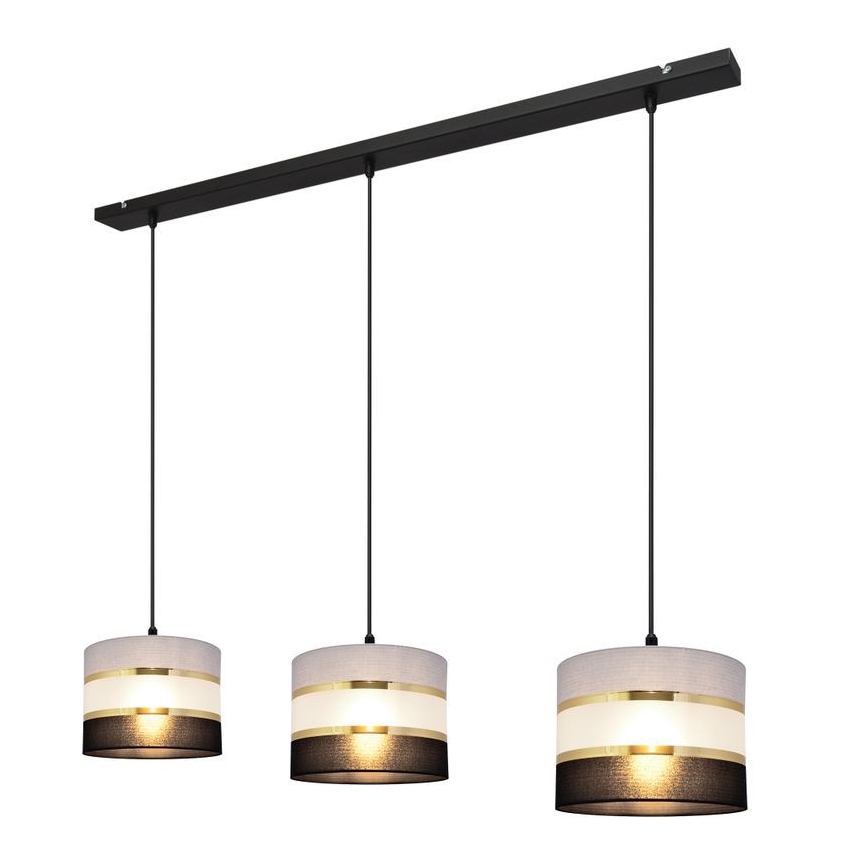 Lámpara colgante HELEN 3xE27/15W/230V negro/gris/dorado
