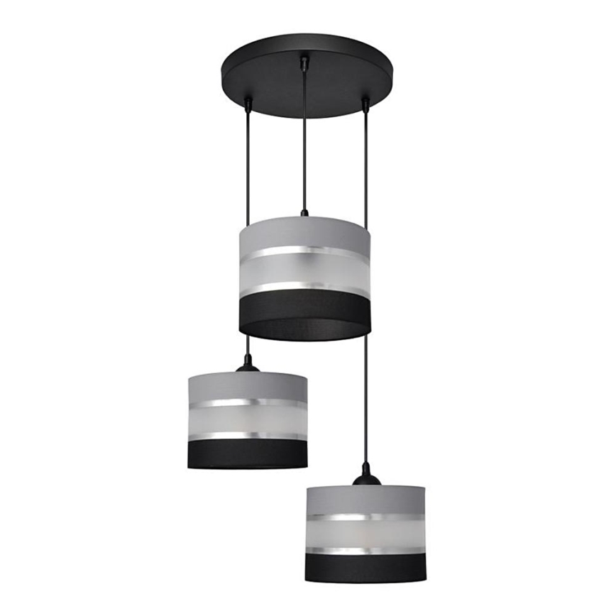 Lámpara colgante HELEN 3xE27/15W/230V negro/gris/plata
