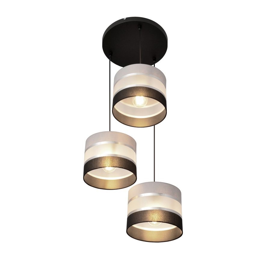 Lámpara colgante HELEN 3xE27/15W/230V negro/gris/plata