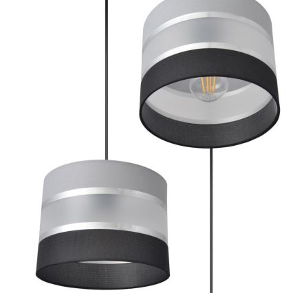 Lámpara colgante HELEN 3xE27/15W/230V negro/gris/plata