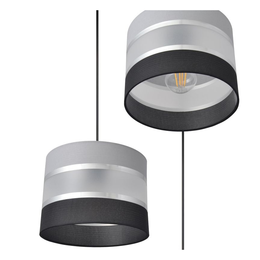 Lámpara colgante HELEN 3xE27/15W/230V negro/gris/plata