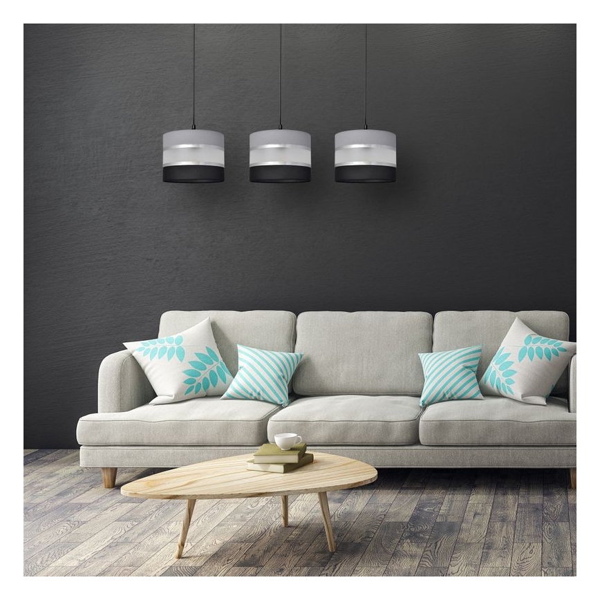 Lámpara colgante HELEN 3xE27/15W/230V negro/gris/plata