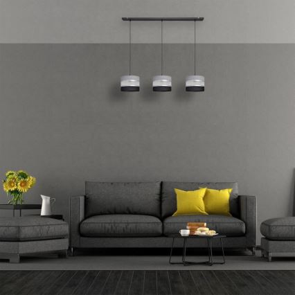 Lámpara colgante HELEN 3xE27/15W/230V negro/gris/plata