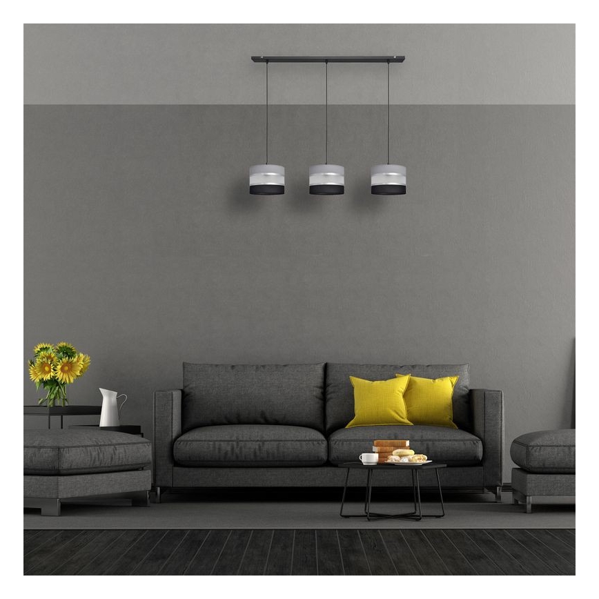 Lámpara colgante HELEN 3xE27/15W/230V negro/gris/plata
