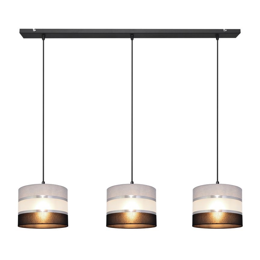 Lámpara colgante HELEN 3xE27/15W/230V negro/gris/plata