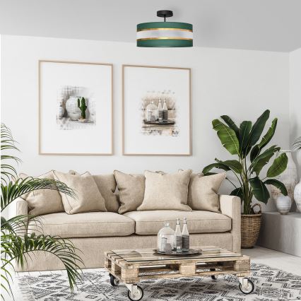 Lámpara colgante HELEN 3xE27/15W/230V verde/dorado