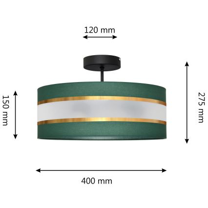 Lámpara colgante HELEN 3xE27/15W/230V verde/dorado