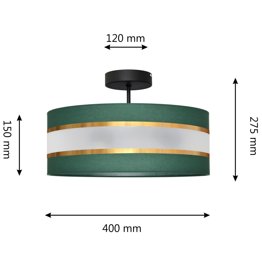 Lámpara colgante HELEN 3xE27/15W/230V verde/dorado