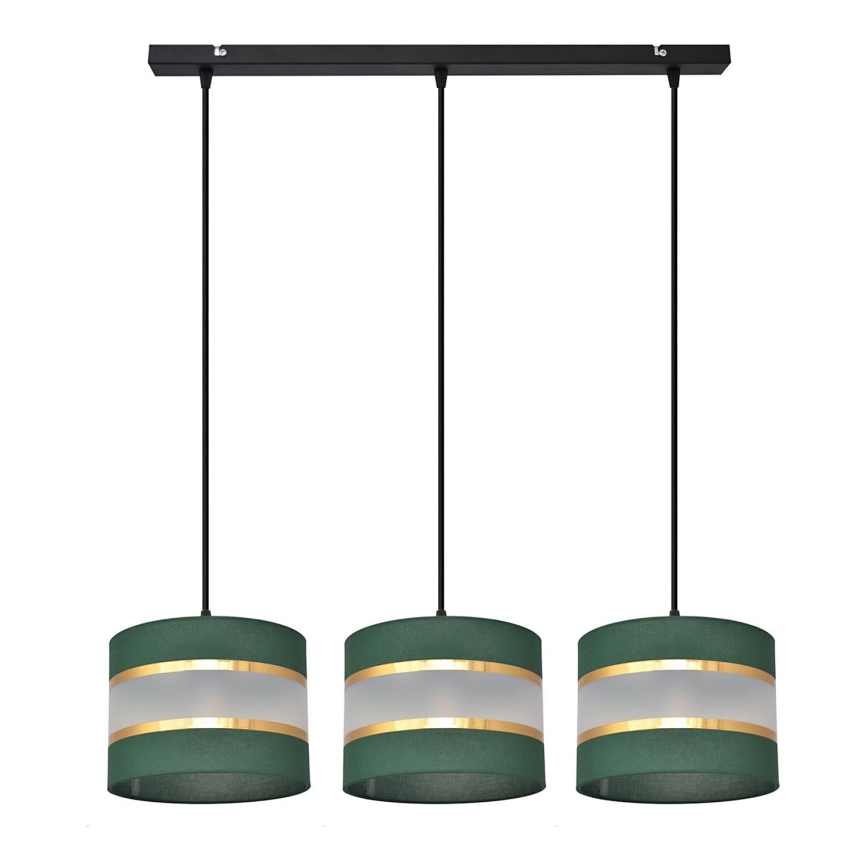 Lámpara colgante HELEN 3xE27/15W/230V verde/dorado