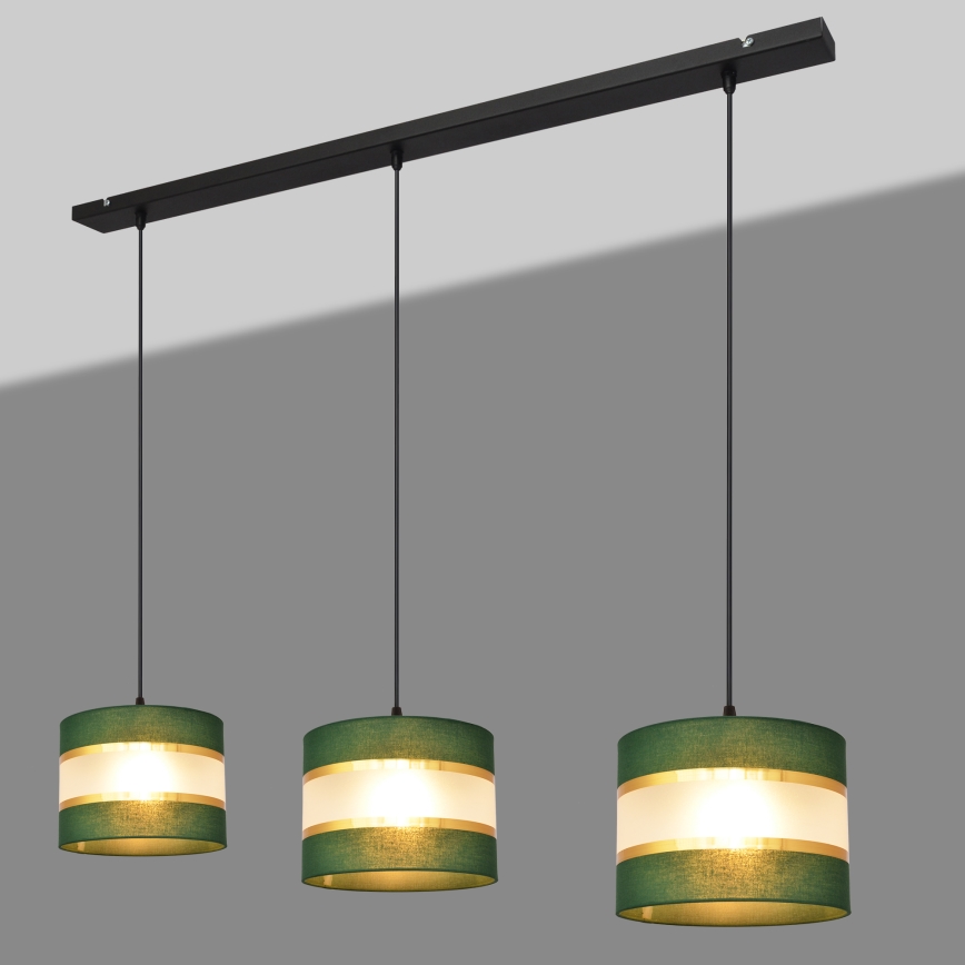 Lámpara colgante HELEN 3xE27/15W/230V verde/dorado