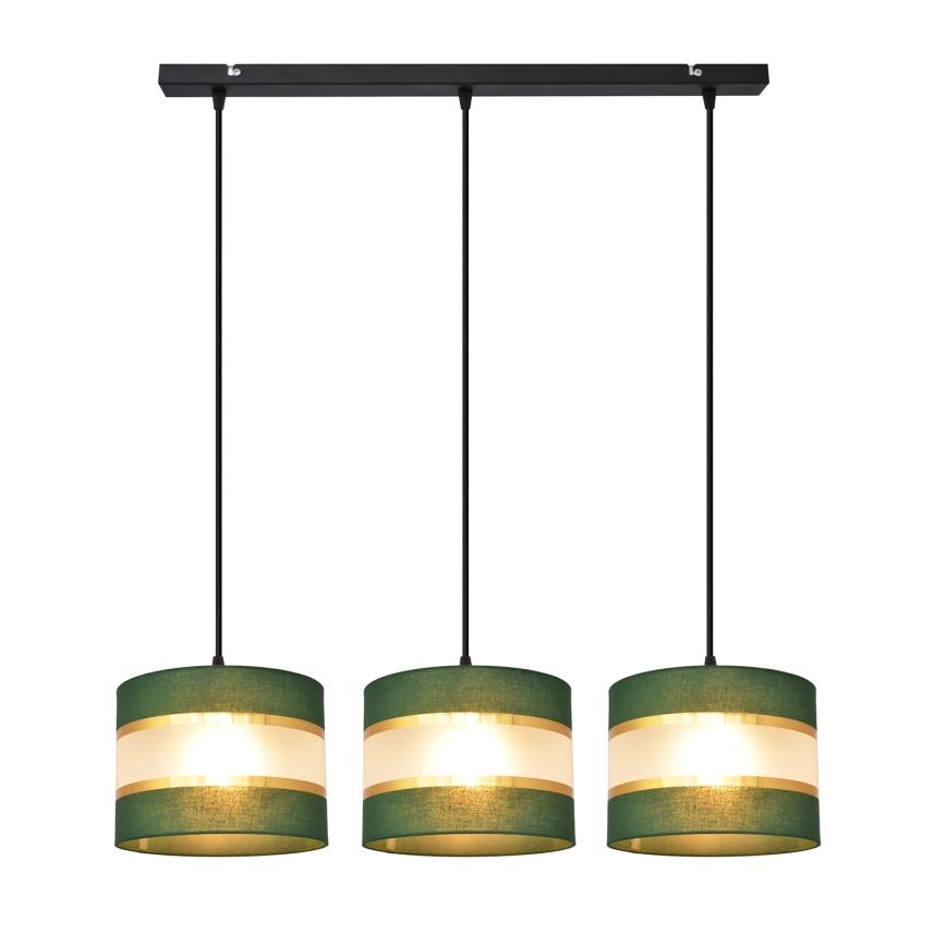 Lámpara colgante HELEN 3xE27/15W/230V verde/dorado