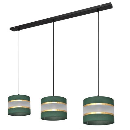 Lámpara colgante HELEN 3xE27/15W/230V verde/dorado
