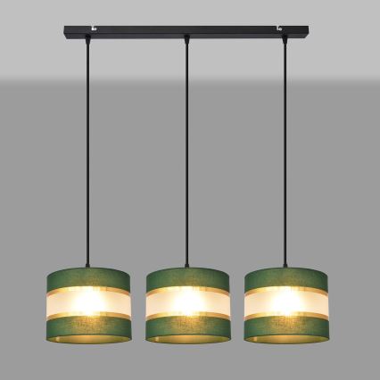 Lámpara colgante HELEN 3xE27/15W/230V verde/dorado