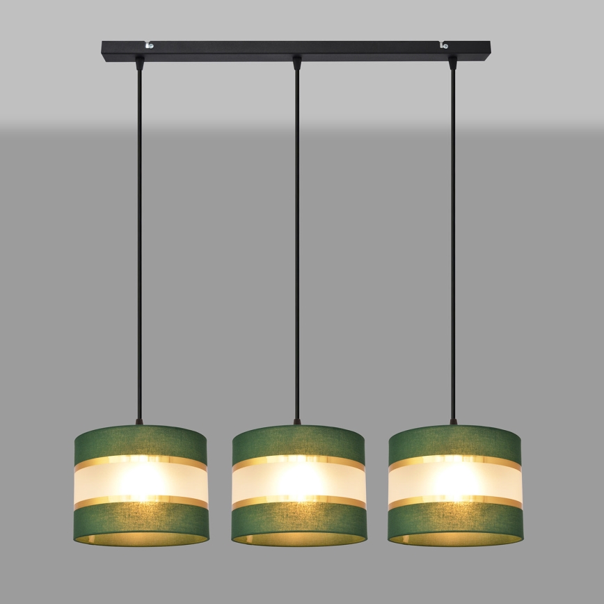 Lámpara colgante HELEN 3xE27/15W/230V verde/dorado