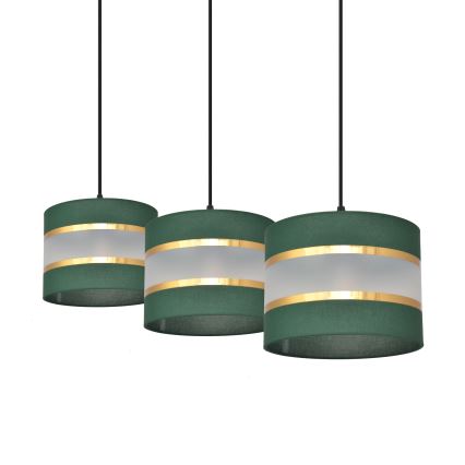 Lámpara colgante HELEN 3xE27/15W/230V verde/dorado