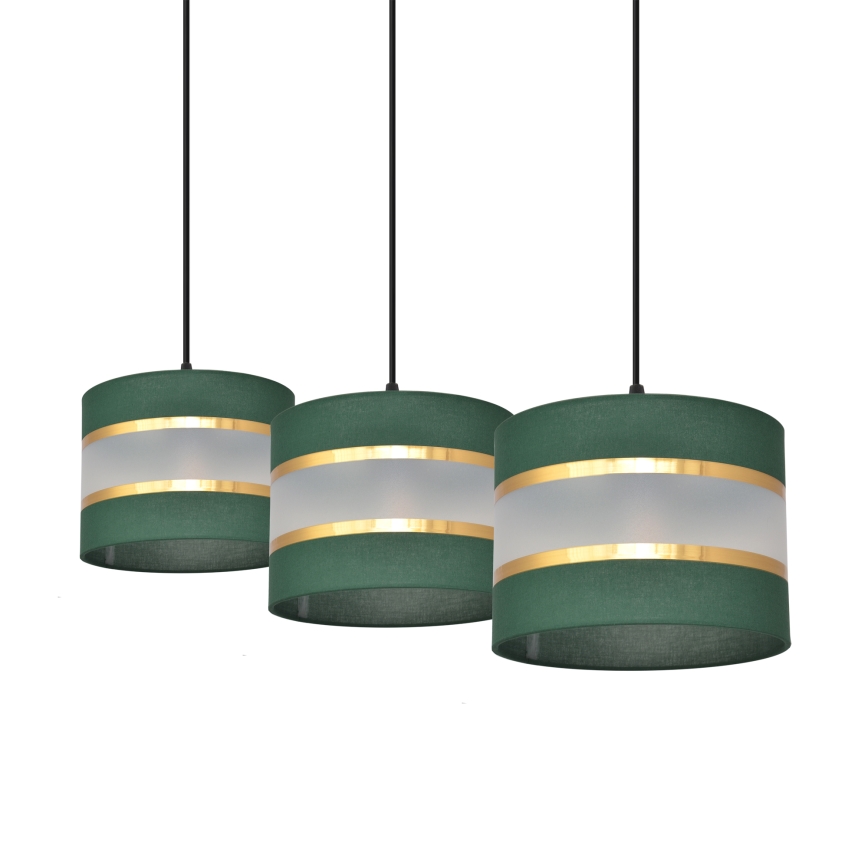 Lámpara colgante HELEN 3xE27/15W/230V verde/dorado