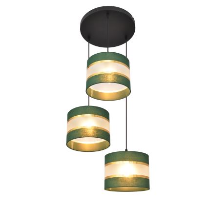 Lámpara colgante HELEN 3xE27/15W/230V verde/dorado