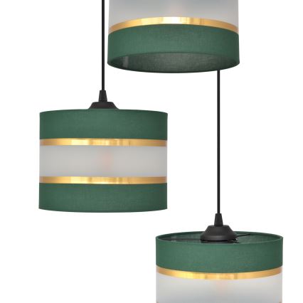 Lámpara colgante HELEN 3xE27/15W/230V verde/dorado