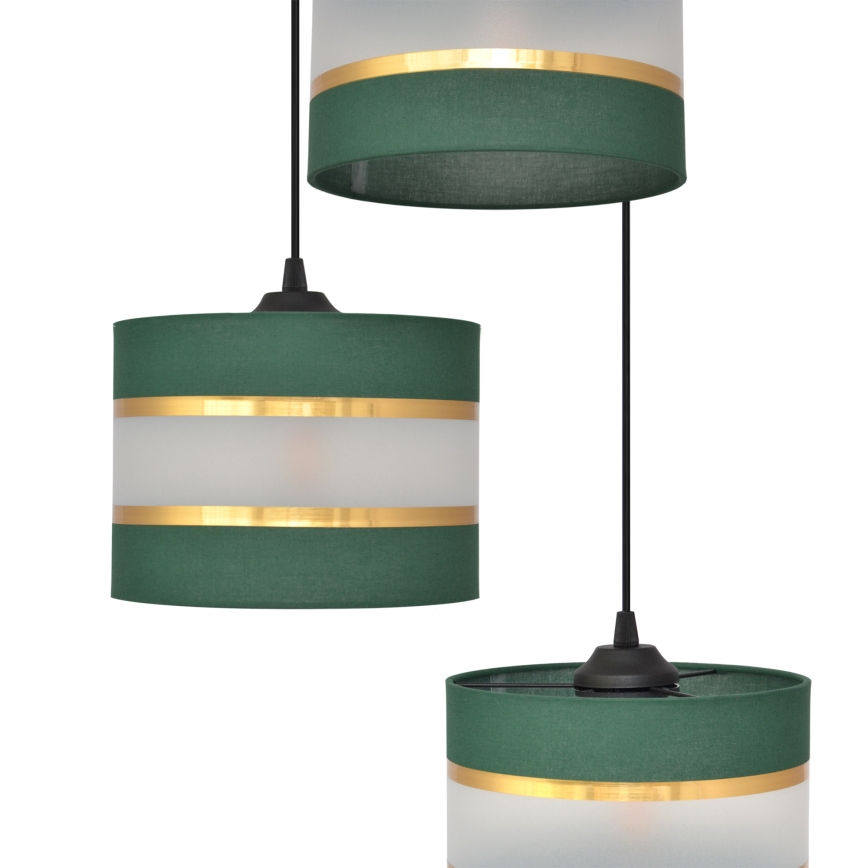 Lámpara colgante HELEN 3xE27/15W/230V verde/dorado