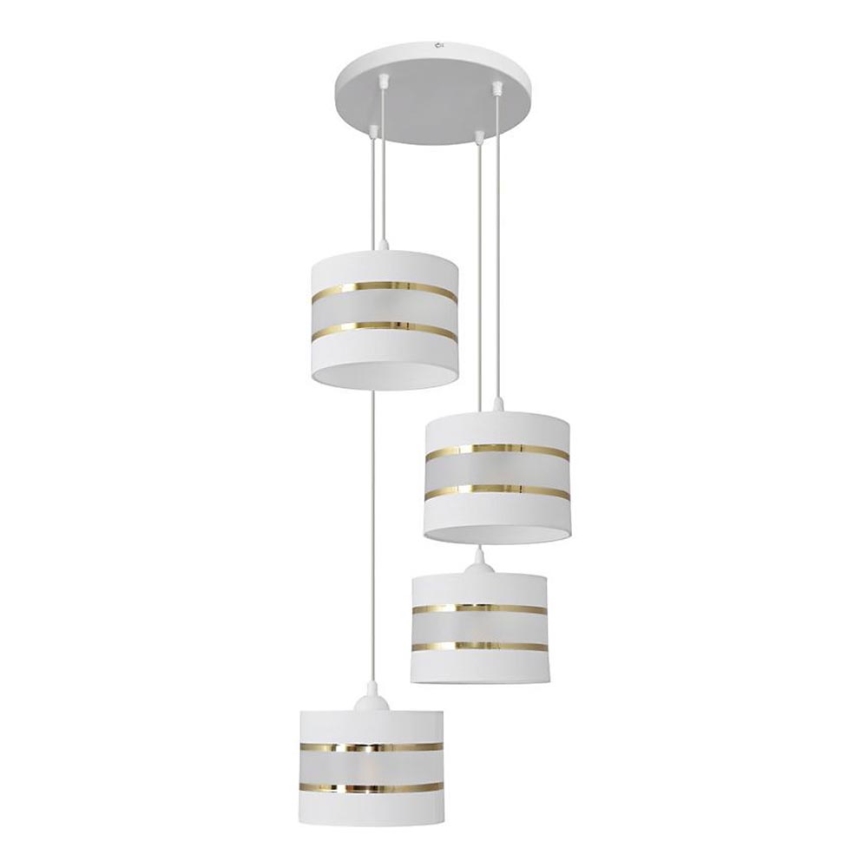 Lámpara colgante HELEN 4xE27/15W/230V blanco/dorado