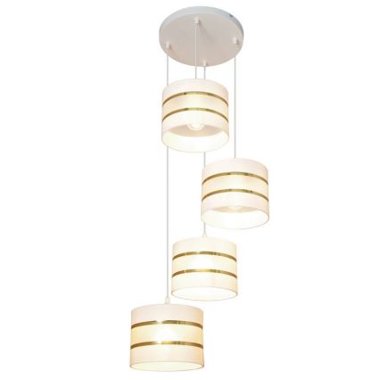 Lámpara colgante HELEN 4xE27/15W/230V blanco/dorado