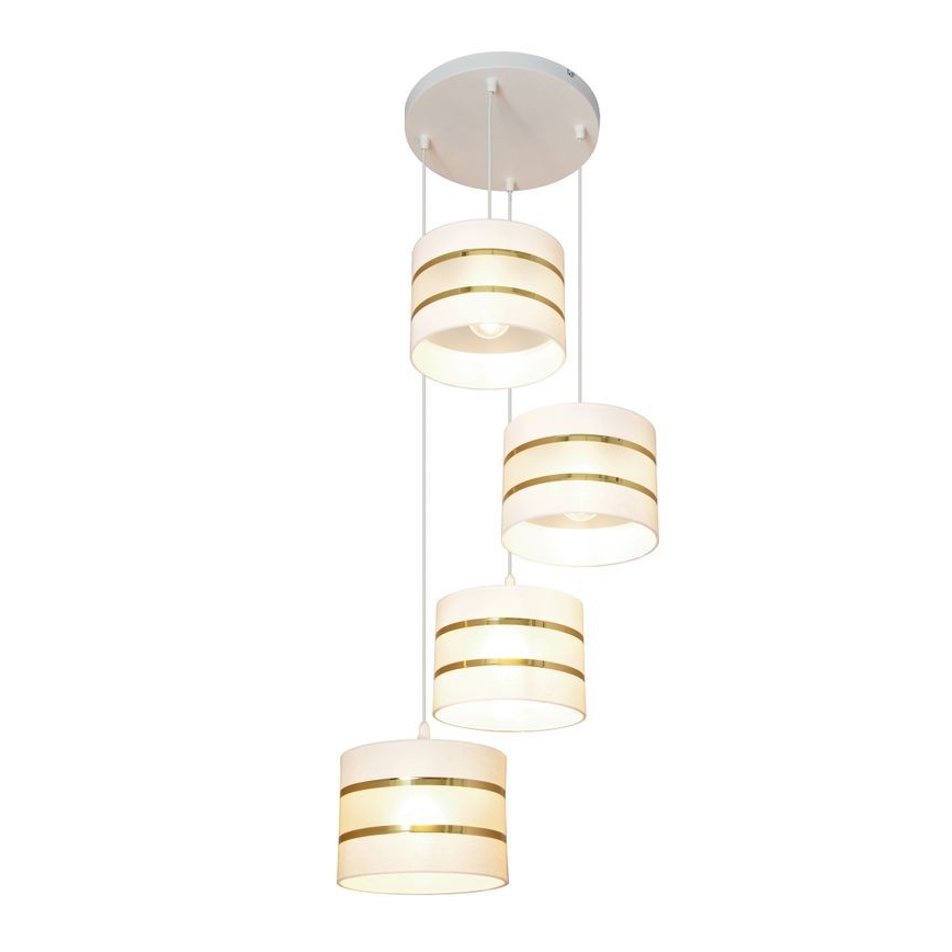 Lámpara colgante HELEN 4xE27/15W/230V blanco/dorado