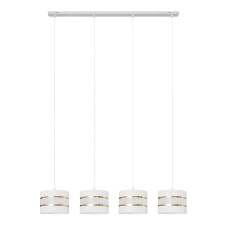 Lámpara colgante HELEN 4xE27/15W/230V blanco/dorado