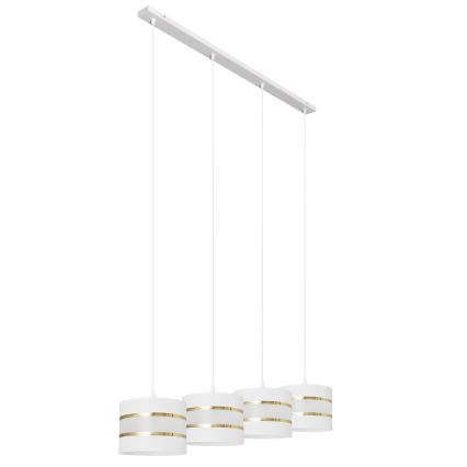 Lámpara colgante HELEN 4xE27/15W/230V blanco/dorado
