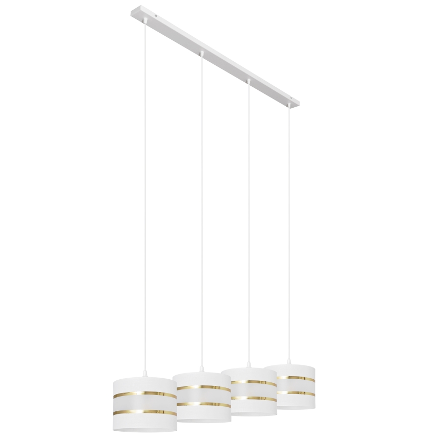 Lámpara colgante HELEN 4xE27/15W/230V blanco/dorado