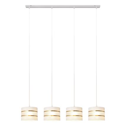 Lámpara colgante HELEN 4xE27/15W/230V blanco/dorado