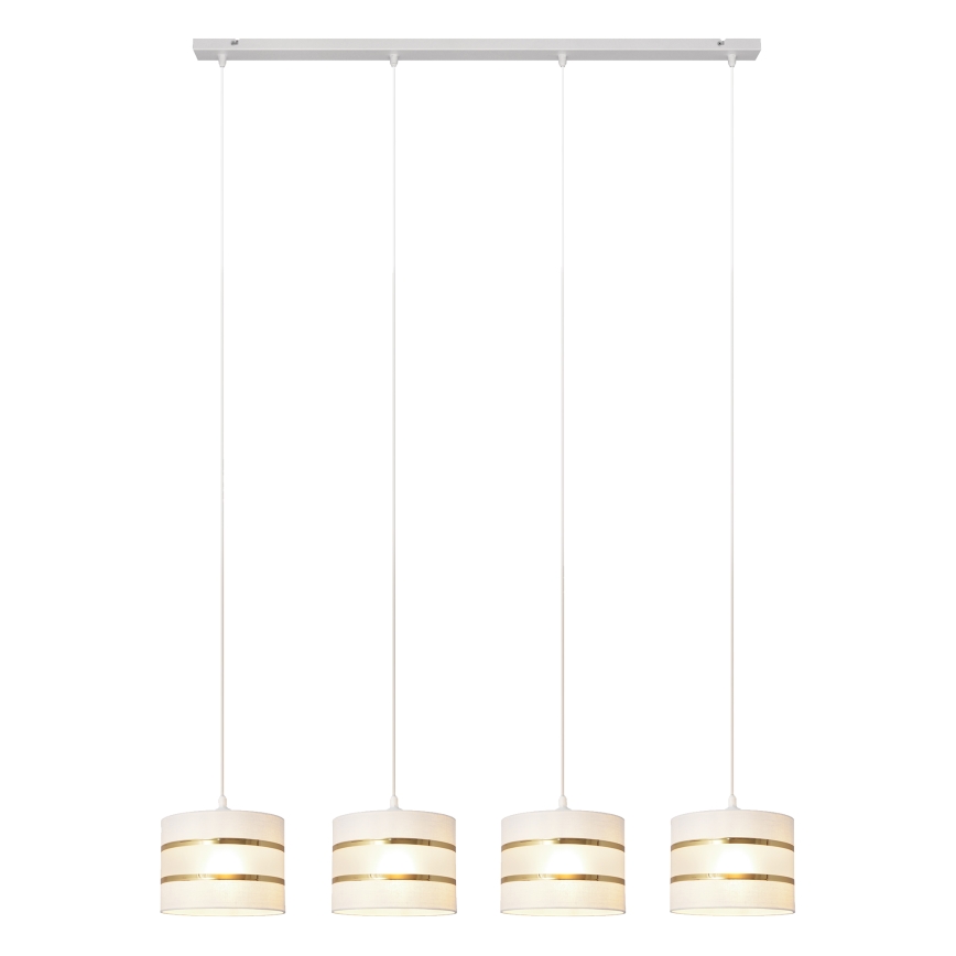 Lámpara colgante HELEN 4xE27/15W/230V blanco/dorado