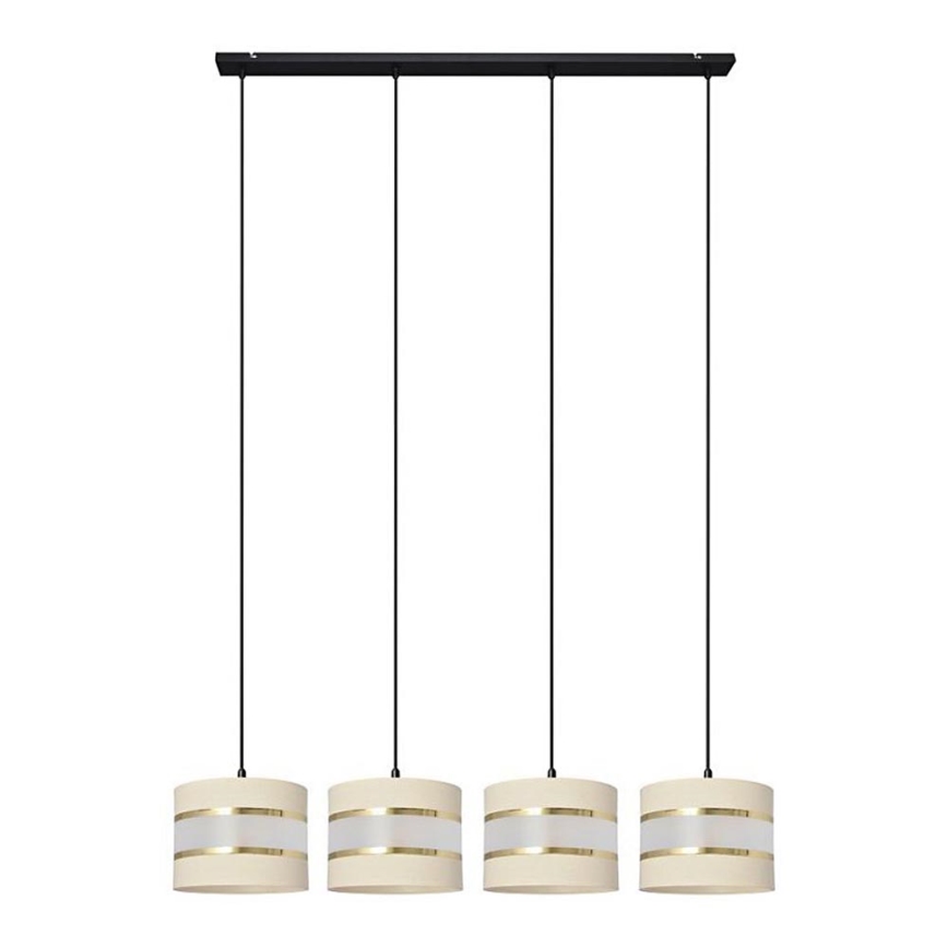 Lámpara colgante HELEN 4xE27/15W/230V color crema/negro/dorado