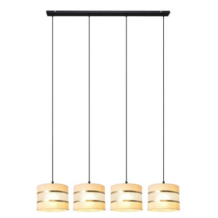 Lámpara colgante HELEN 4xE27/15W/230V color crema/negro/dorado