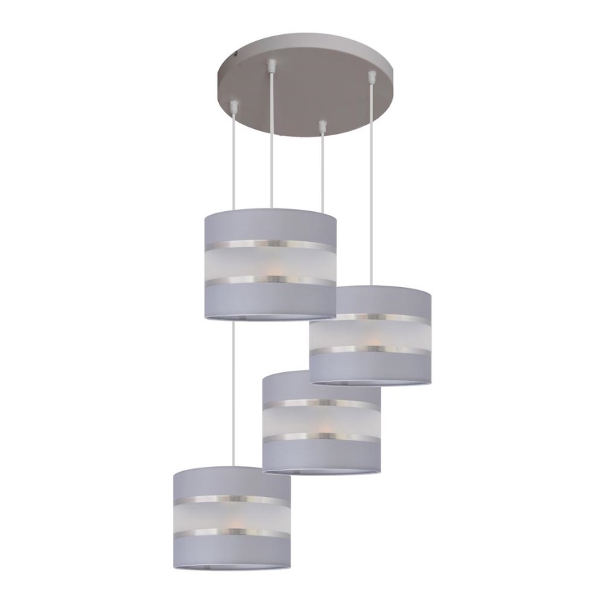 Lámpara colgante HELEN 4xE27/15W/230V gris/plata