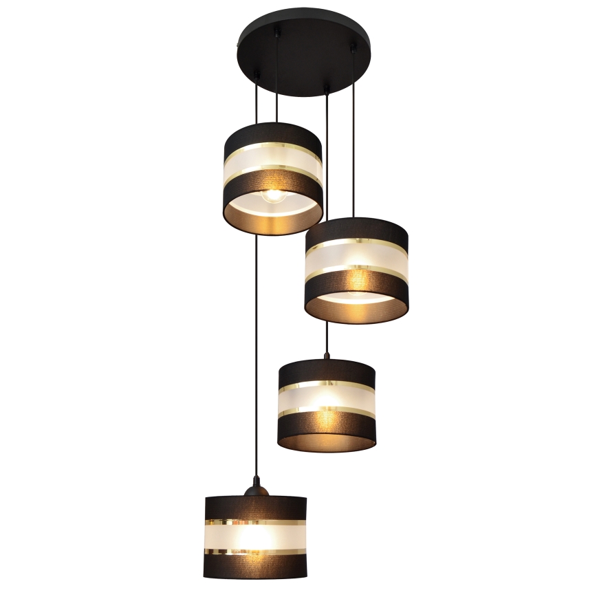 Lámpara colgante HELEN 4xE27/15W/230V negro/dorado