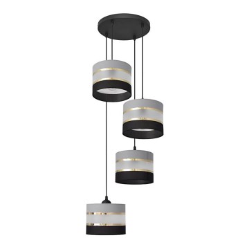 Lámpara colgante HELEN 4xE27/15W/230V negro/gris/dorado