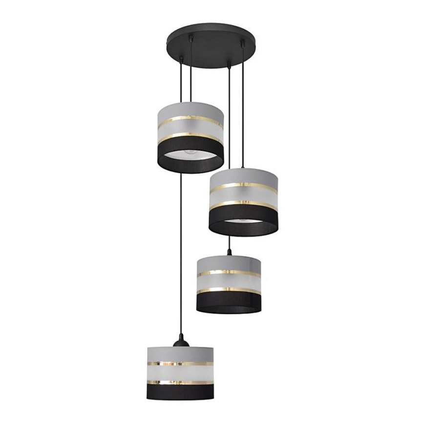 Lámpara colgante HELEN 4xE27/15W/230V negro/gris/dorado