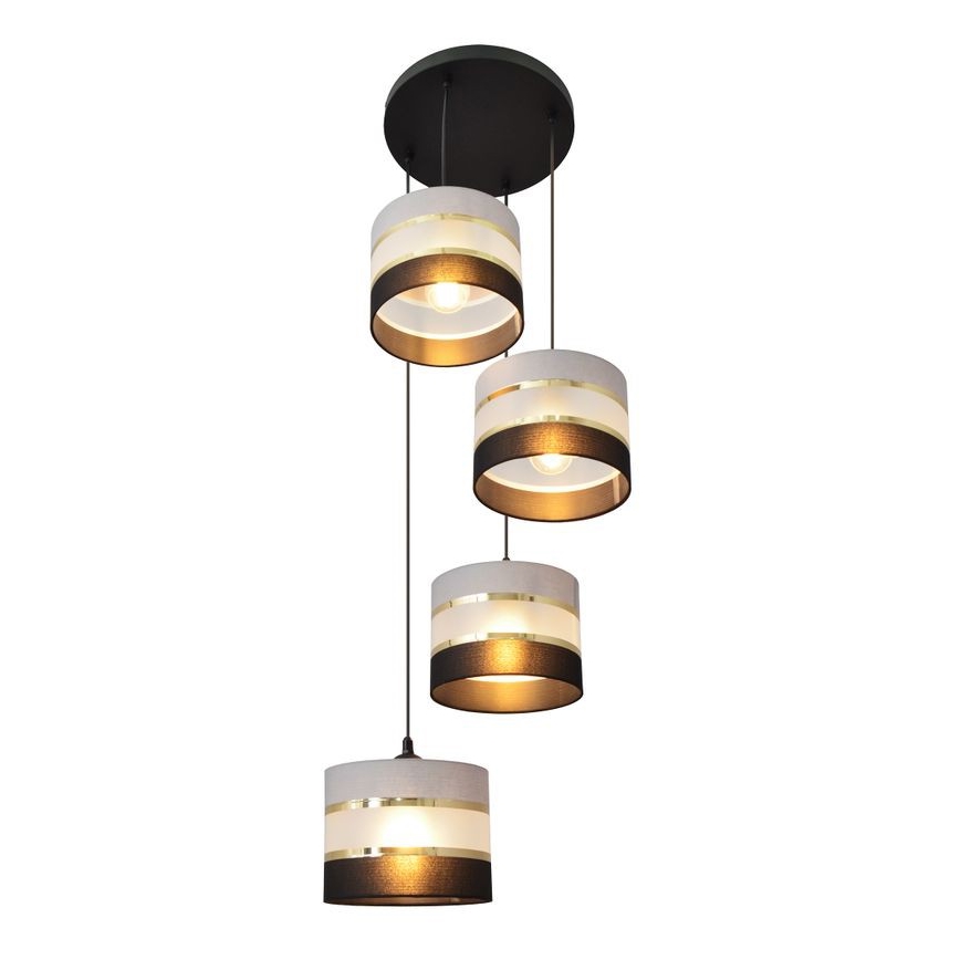 Lámpara colgante HELEN 4xE27/15W/230V negro/gris/dorado