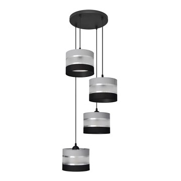 Lámpara colgante HELEN 4xE27/15W/230V negro/gris/plata