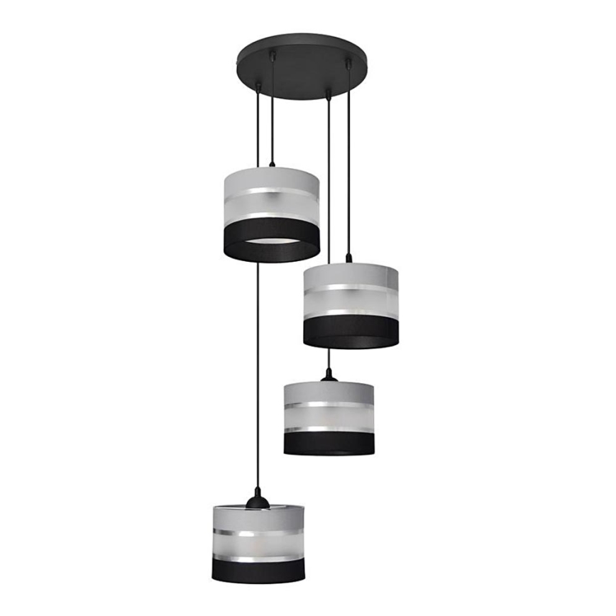 Lámpara colgante HELEN 4xE27/15W/230V negro/gris/plata