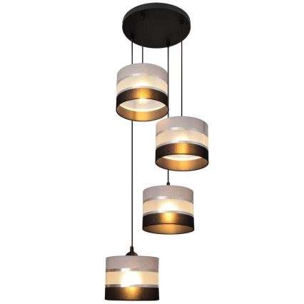Lámpara colgante HELEN 4xE27/15W/230V negro/gris/plata
