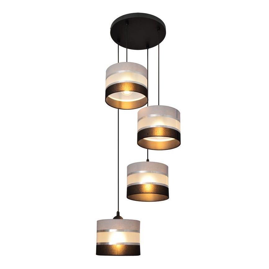 Lámpara colgante HELEN 4xE27/15W/230V negro/gris/plata